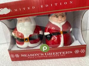 limited-edition Publix Santa and Mrs. Claus Ceramic Salt & Pepper Shaker new